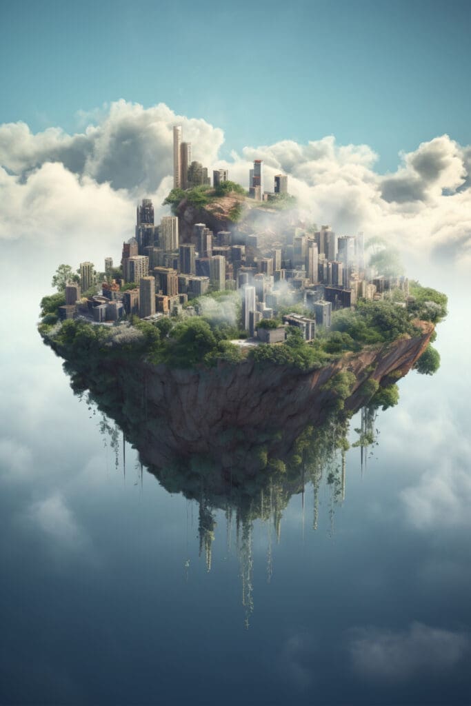 Concept image: Floating civilization in the sky