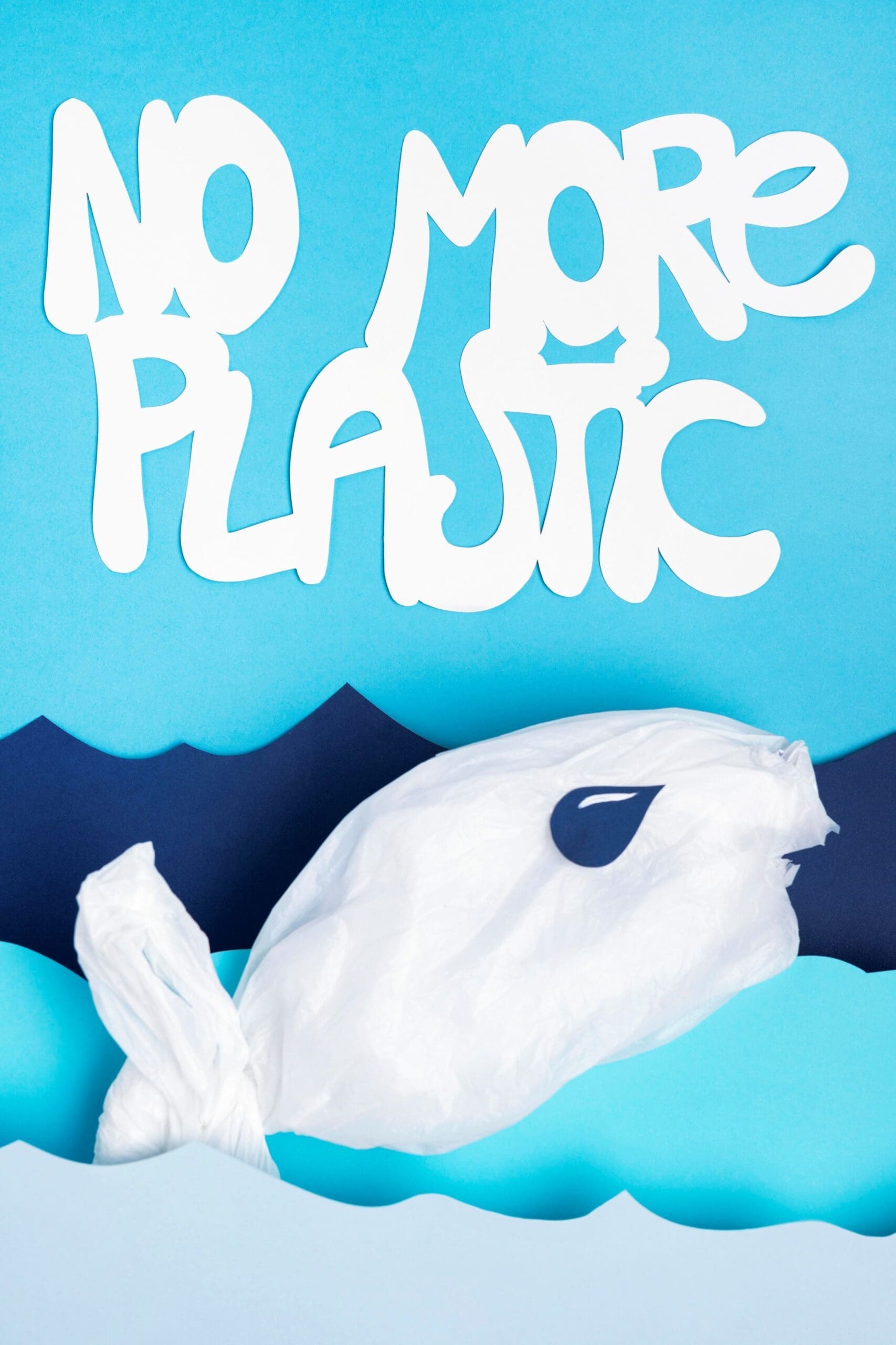 No more plastic banner (s. Marine plastic pollution)