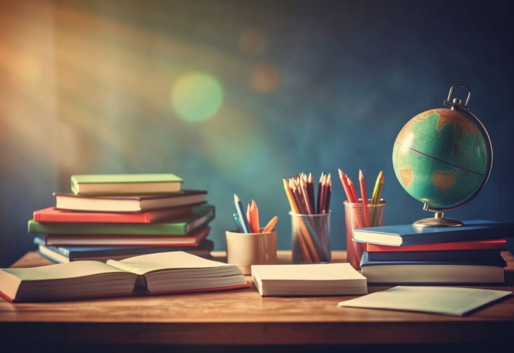 Nurturing a climate-literate world: experts discuss how best to educate people about climate change Image: School supplies on a desk