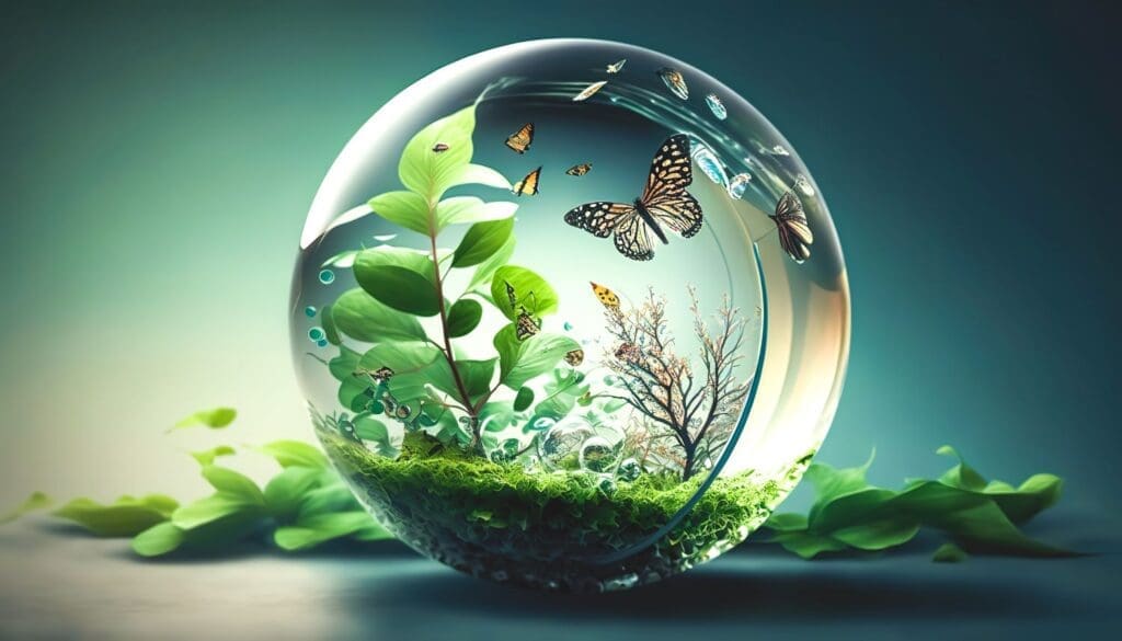 Image: Volumetric drop with an ecosystem inside generative AI
