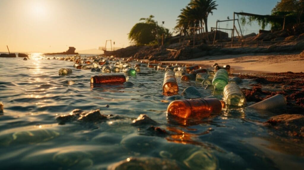 beach litters with plastic res