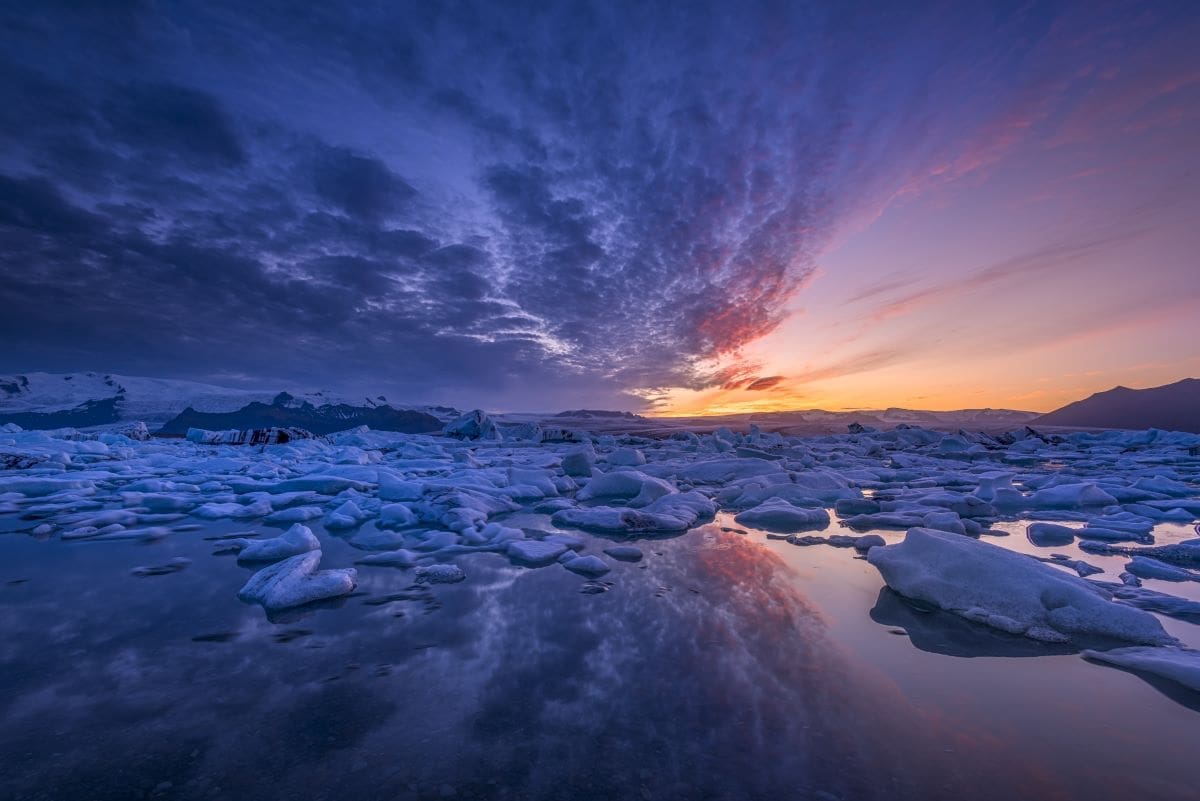 Image: ice, sunset