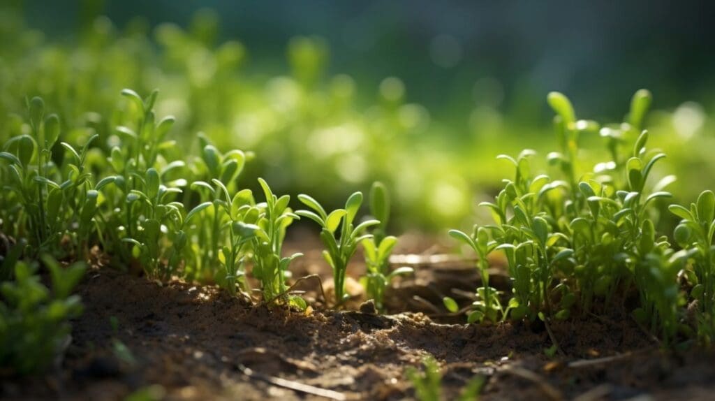 As climate change progresses, new rainfall patterns affect plants worldwide Image: Growing organic and ecological plants fields background