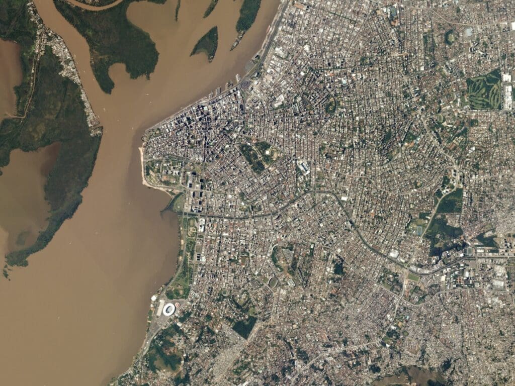 Brazil mayor's mammoth task: rebuild from floods, prevent more Porto Alegre Brazil by Planet Labs res