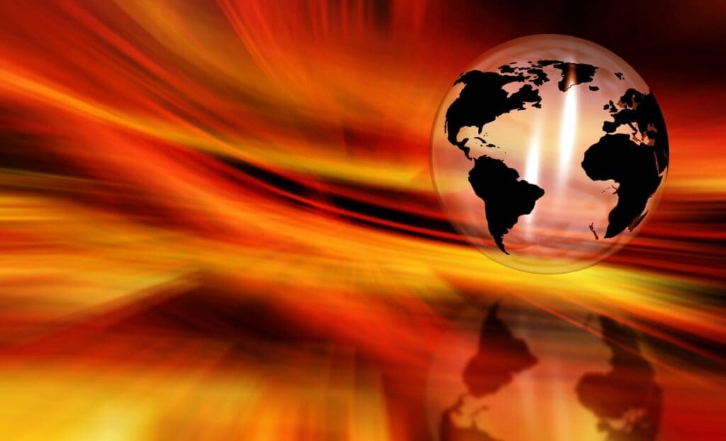 Fire globe - abstract (s. climate. temperatures, forever chemicals, wildfires)