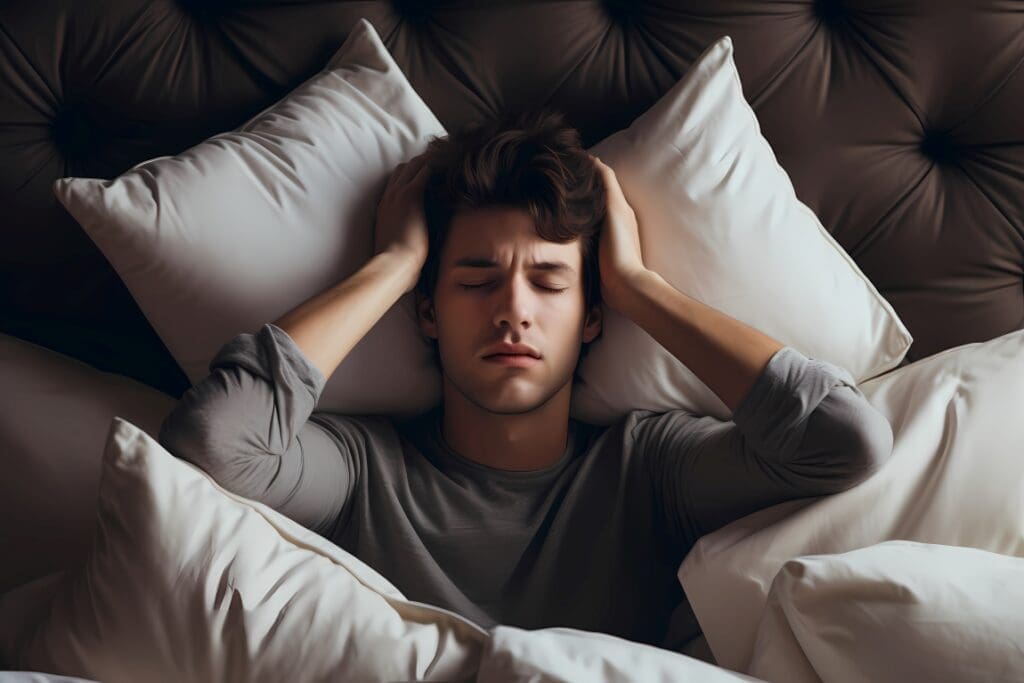 Night-time heat significantly increases the risk of stroke close up person suffering from anxiety res