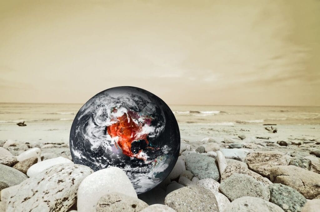 Image: Earth planet in danger - concept (s. climate change, climate anxiety)