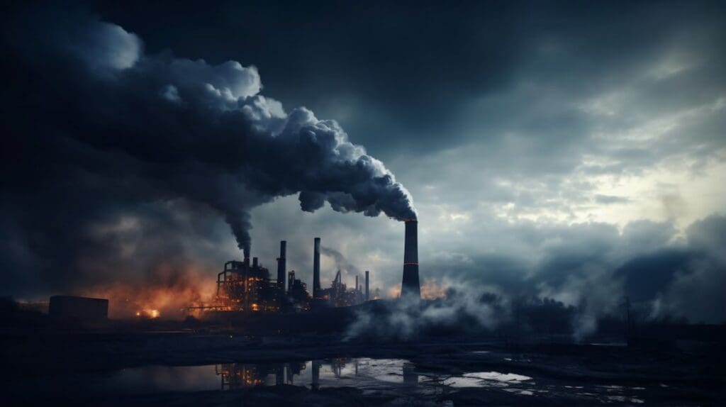 Octogenarian Just Stop Oil protesters target Britain's Magna Carta Image: Factory producing CO2 pollution (AI Generated)
