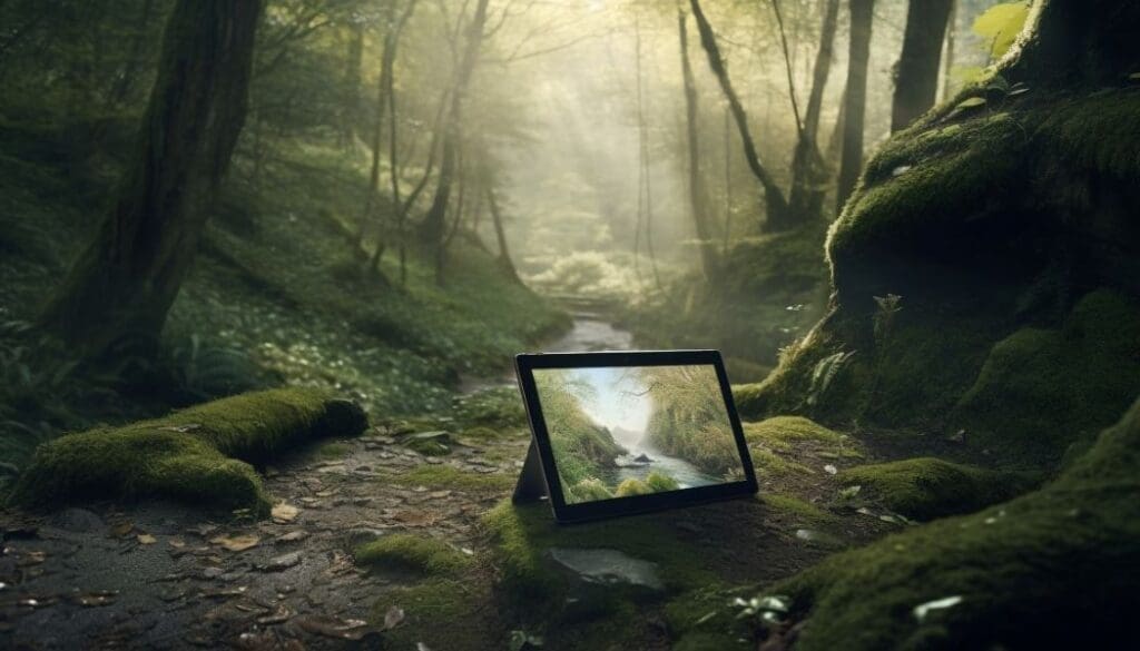 Forest with technology - image generated by AI