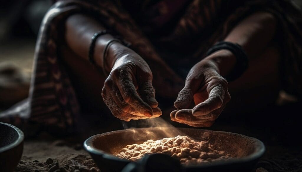 $2.2b pledged to end deadly planet-heating cooking methods handmade clay bowl holds homemade indian meal flames burning generative ai res