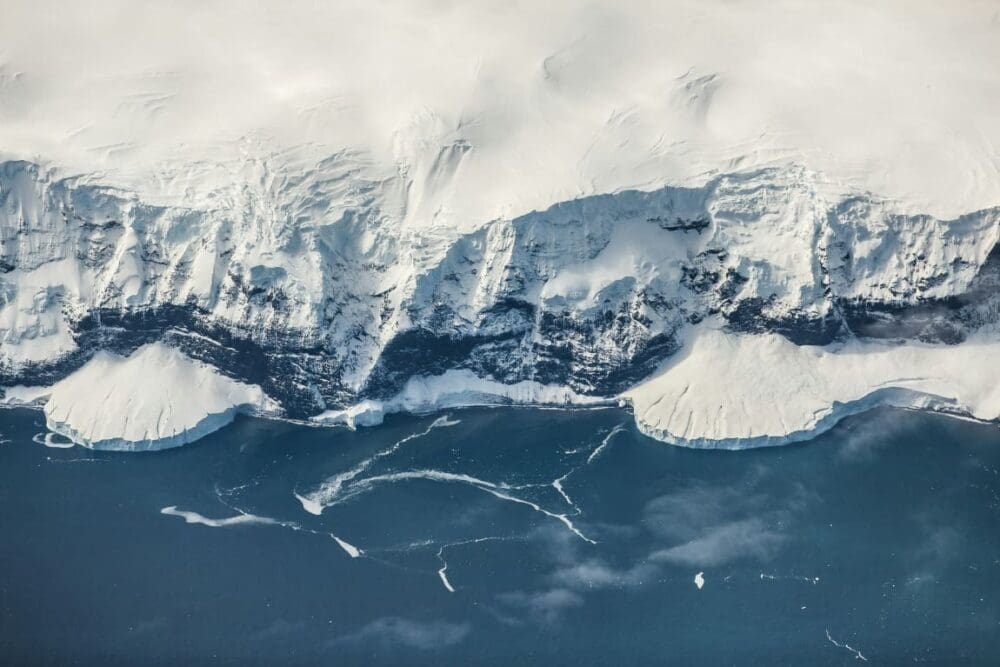 Image: aerial view of a small island off the coast of Antarctica
