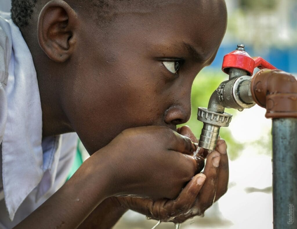 Image: Boy drinking water