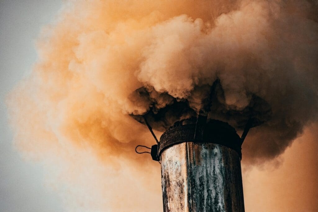 Image: Gray Tower Covered by Smoke