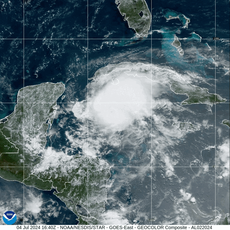 Satellite image of Hurricane Beryl July 4, 2024
