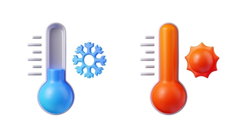 Rising temperature deaths in the US tracked over 25 years Image: 3d render thermometer show hot or cold temperature
