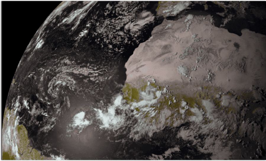 Image: African easterly wave convection moving over Africa into the Atlantic captured by the Meteosat Second Generation Satellite