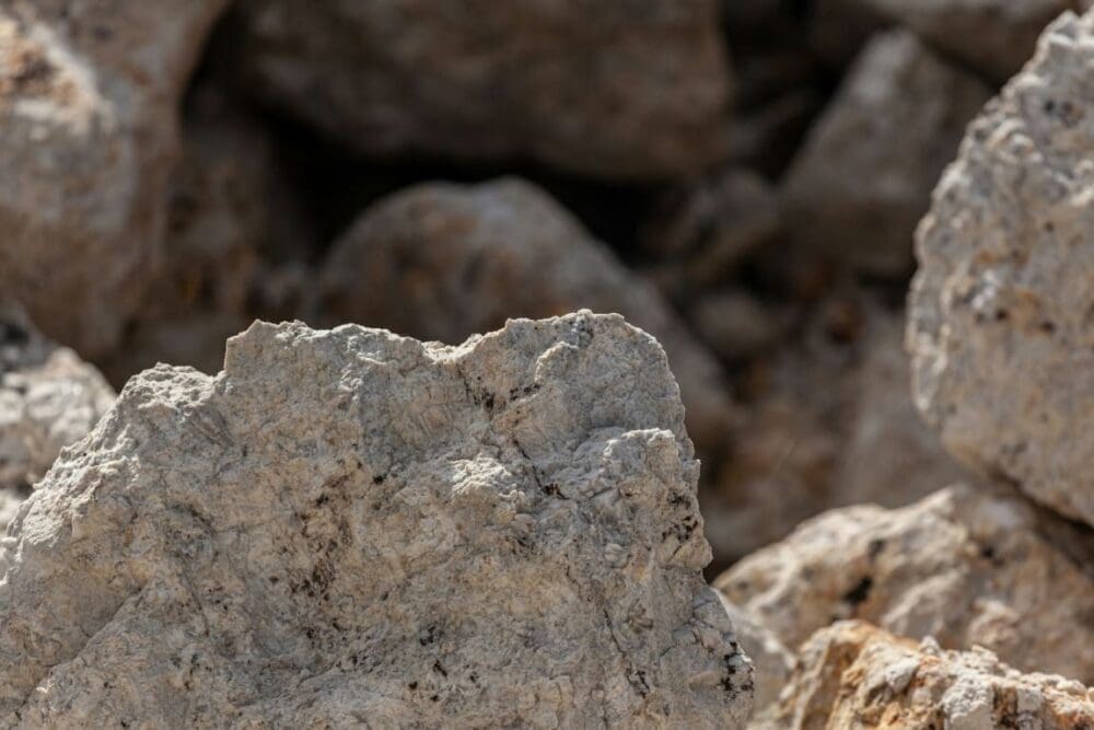 Image: a close up of a rock formation with rocks in the background