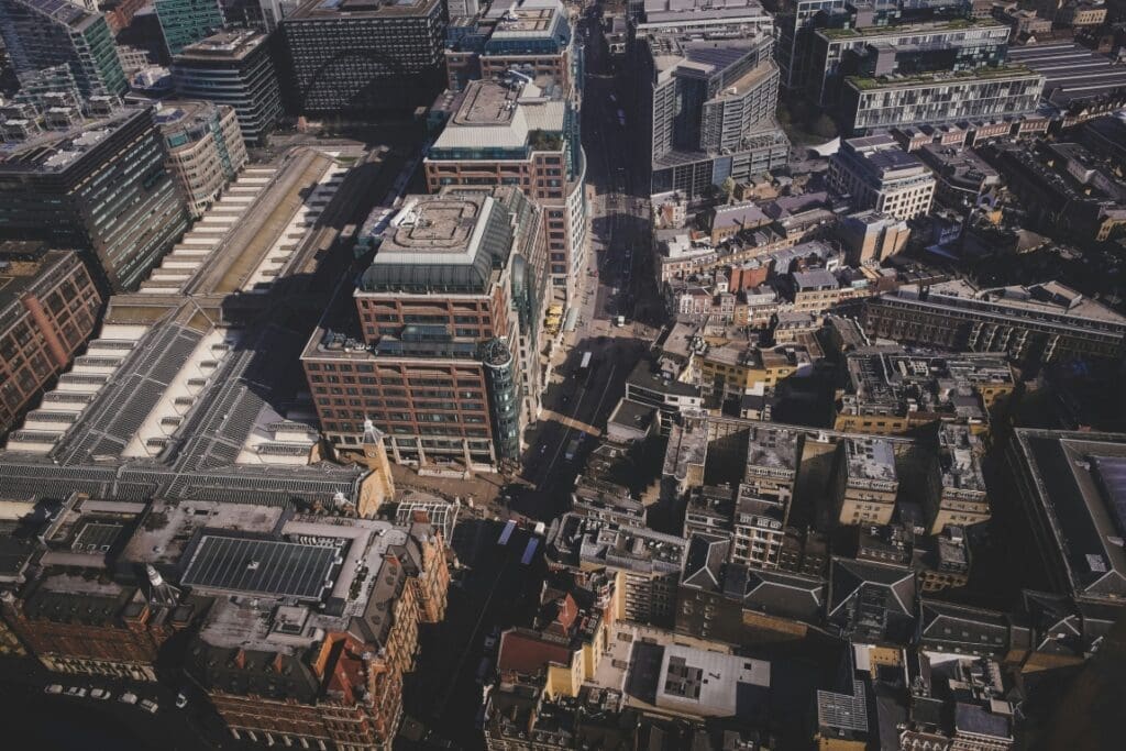 Cool roofs are best at beating cities’ heat Image: Bird's eye photography of building structures