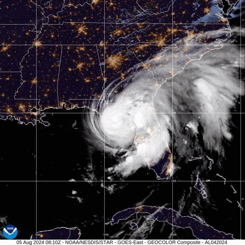 Satellite image of Tropical Storm Debby