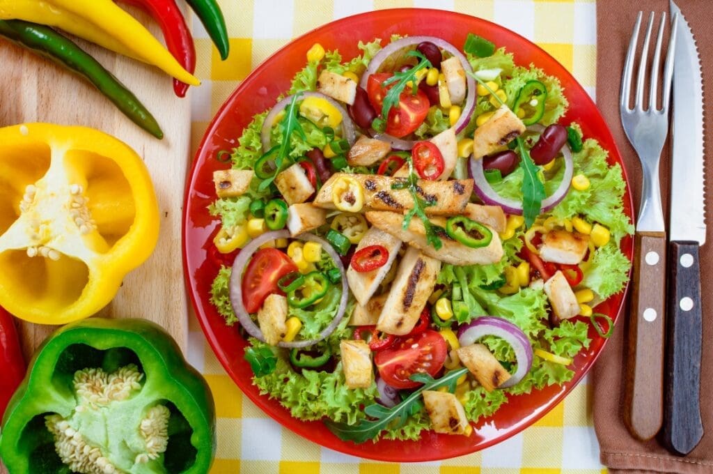 Image: Mexican spicy chicken salad on a plate