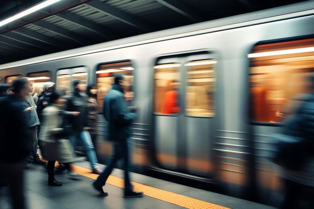 Study quantifies air pollution for NYC subway commuters Image: people, subway (AI Gen.)