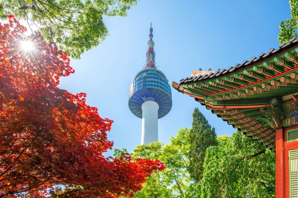 Korean peninsula swelters, Seoul nears 'tropical nights' record seoul tower with gyeongbokgung roof red res