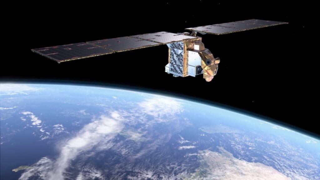 Fraunhofer IAF’s low-noise amplifiers enhance Arctic Weather Satellite’s capabilities Artificial impression of the Arctic Weather Satellite in its orbit at an altitude of approx. 600 km