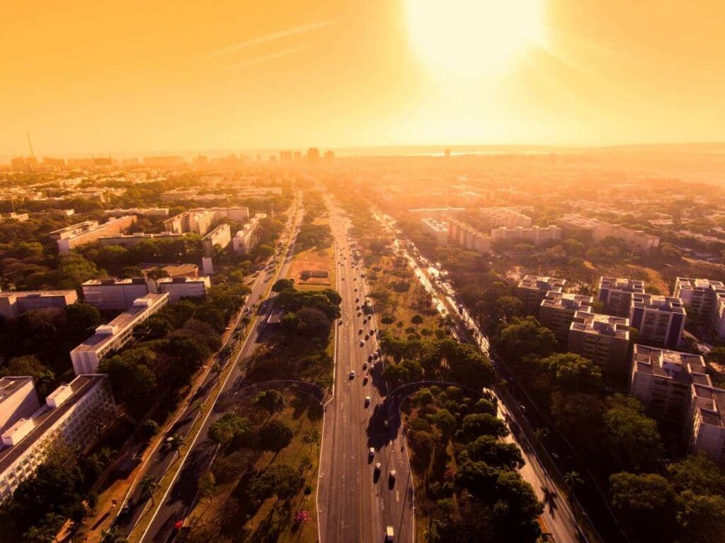 Brazil braces for more fires amid extreme low humidity Image: aerial view of city during sunset, Brasília, Brasil