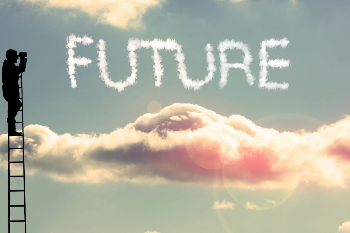 Image: Silhouette looking to the word Future