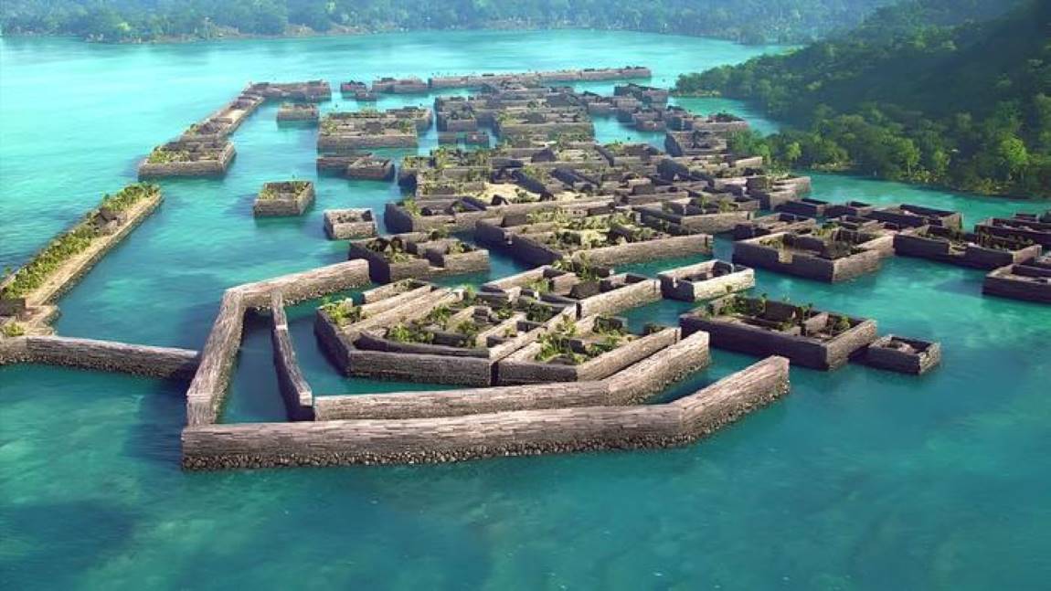 Image: A conceptual rendering of a reconstructed Nan Madol