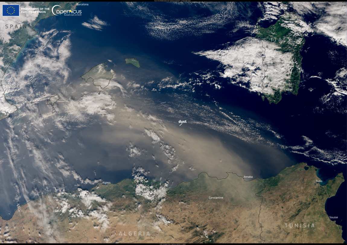 Image of the day: Saharan dust storm over the Mediterranean Sea