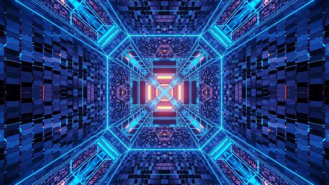 Image: abstract image, blue lights, supercomputer