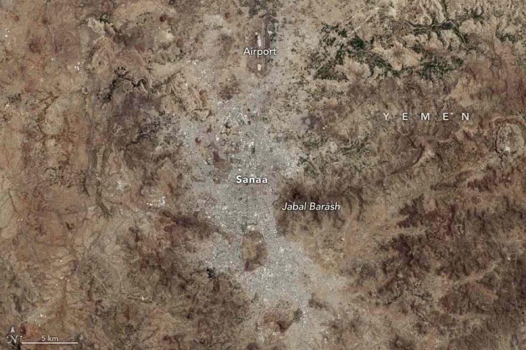 Landsat 8 satellite captured this natural color image of Sanaa, Yemen, on June 8, 2024. Sanaa