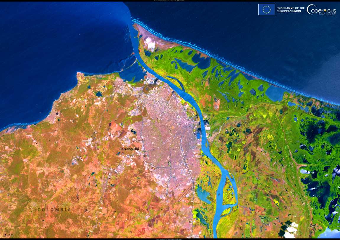 Satellite Image of Barranquilla, Colombia