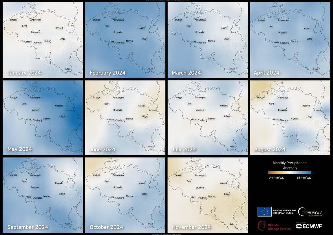 Belgium Precipitations 2024 Maps