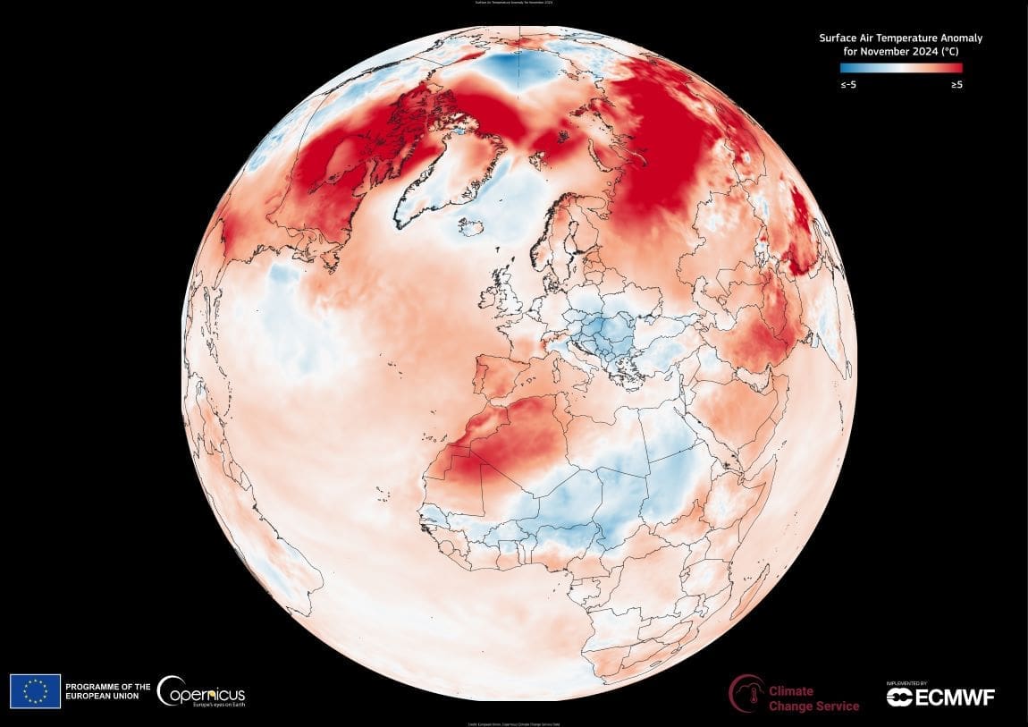 The Copernicus Climate Change Service (C3S) has published its latest monthly Climate Bulletin, focused on key climate trends in November 2024