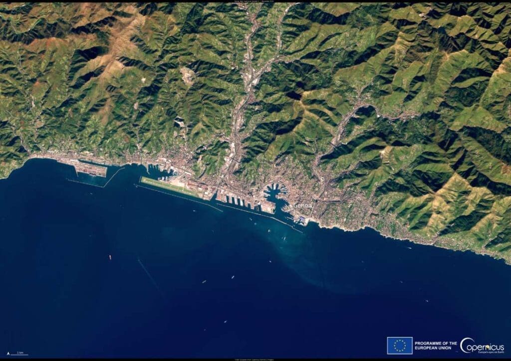 Genoa, Italy, captured by satellite