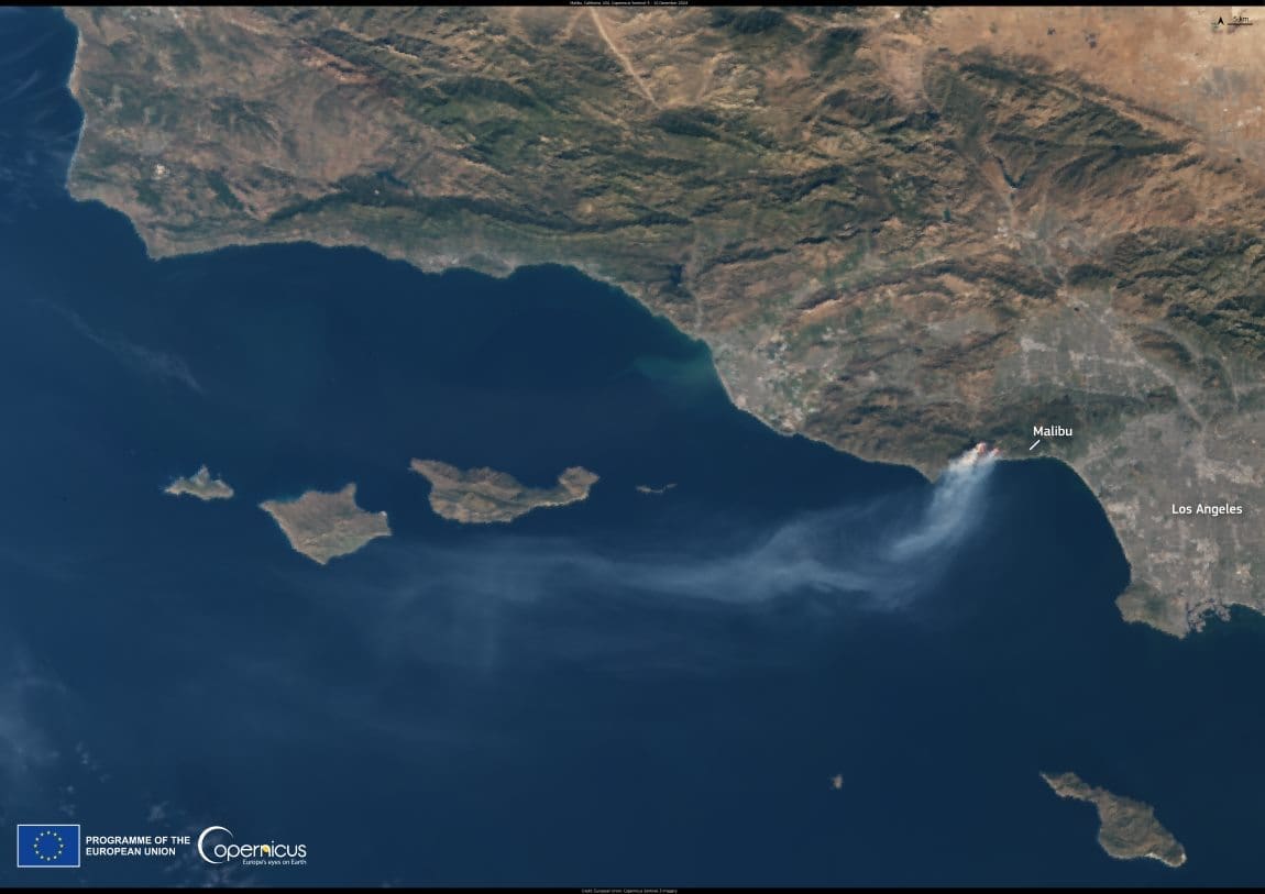 Satellite image: Malibu, wildfire