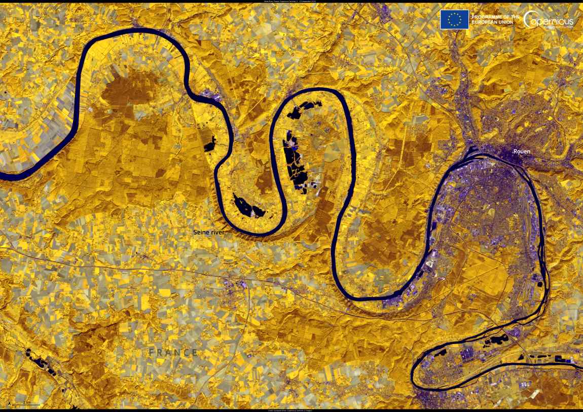 The Seine River, France, pictured from space