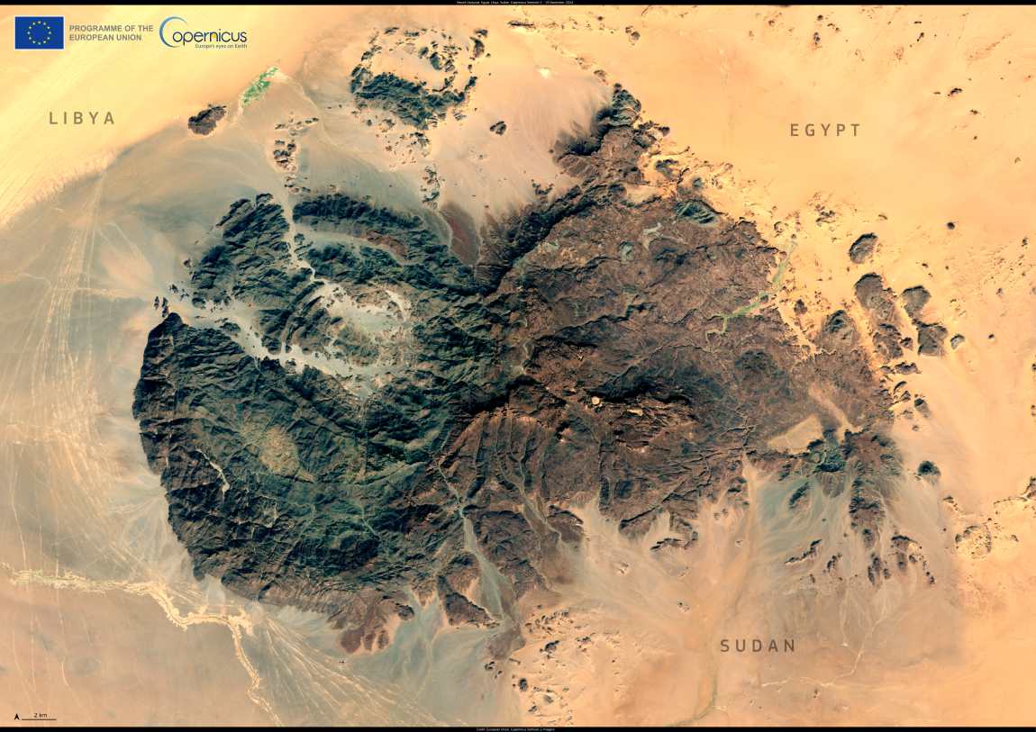 Image of the day: Jebel Uweinat, a striking Saharan massif captured from space