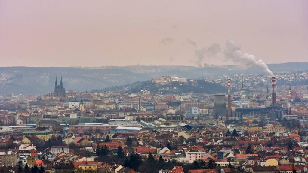 The icons of the Brno city's ancient churches, castles Spilberk and Petrov. Czech Republic- Europe.