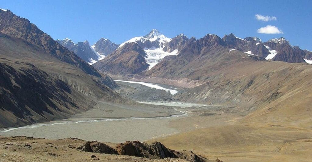 A sediment-covered glacier in the northwest Himalayas