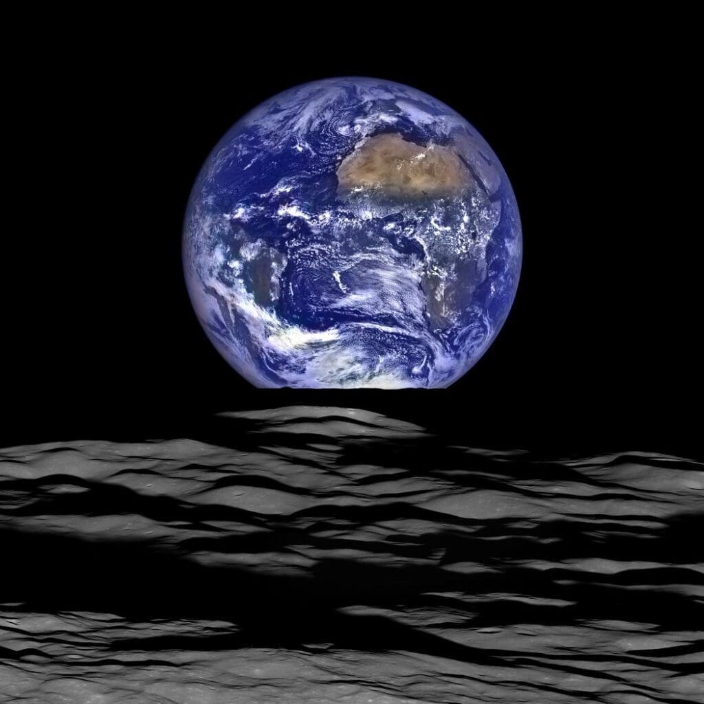 Image from space of the Earth taken by Lunar Reconnaissance Orbiter in 2015