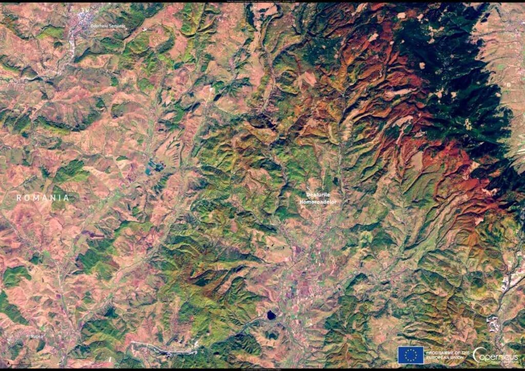 Dealurile Homoroadelor, Romania image from space