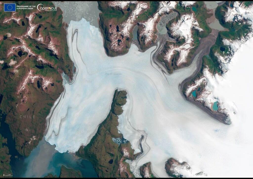 Satellite image of Pio XI glacier, Chile