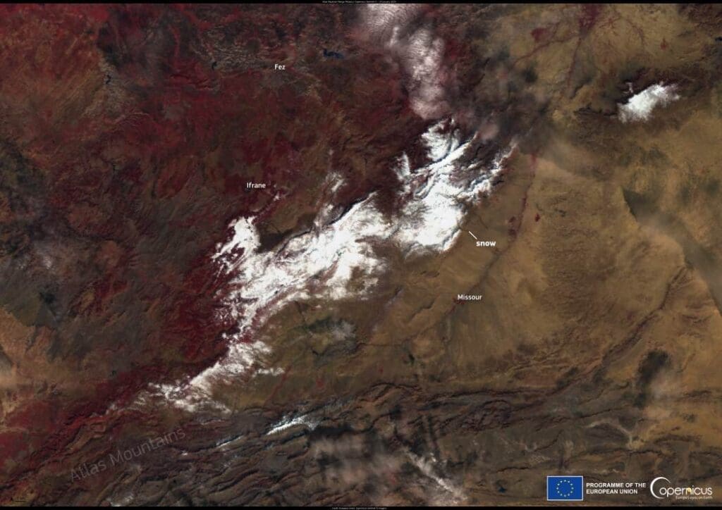 Satellite Imagery: Snowfall in the Atlas Mountains, Morocco