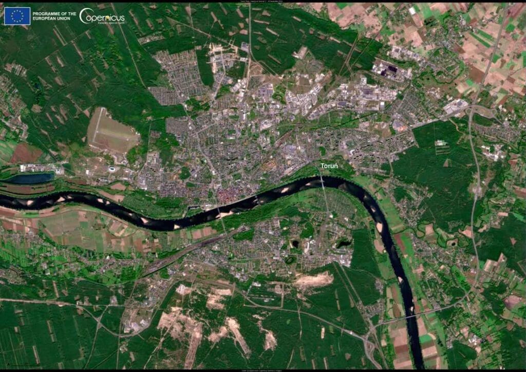 Satellite image of Toruń, Poland