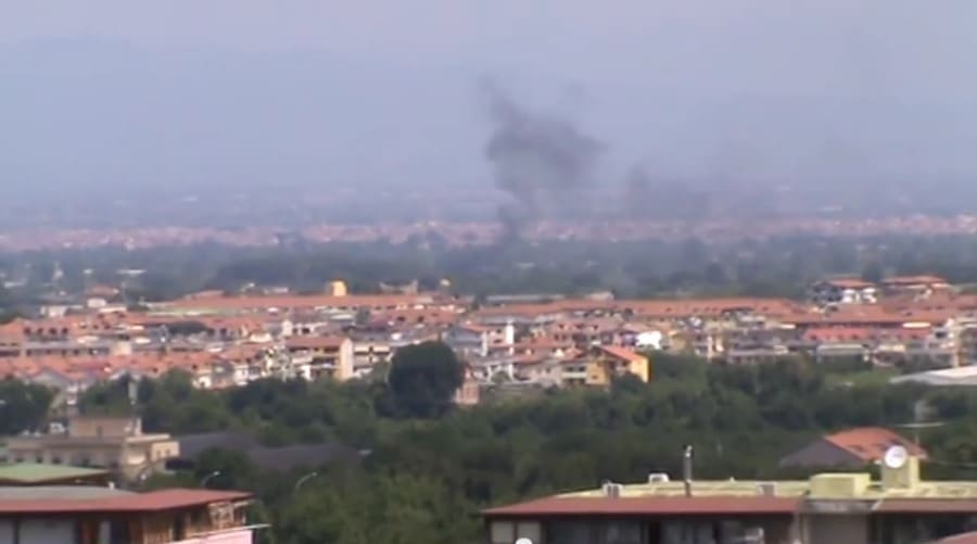 Fire on the area of Villaricca (Italy) appeared the 30th of May 2012. In this area, nicknamed the 'Land of Fires', large amounts of waste are burned without control by the authorities in the middle of the lands.