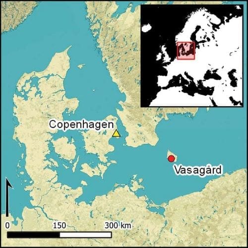 Map of the archaeological site Vasagård, located on Bornholm in the Baltic Sea