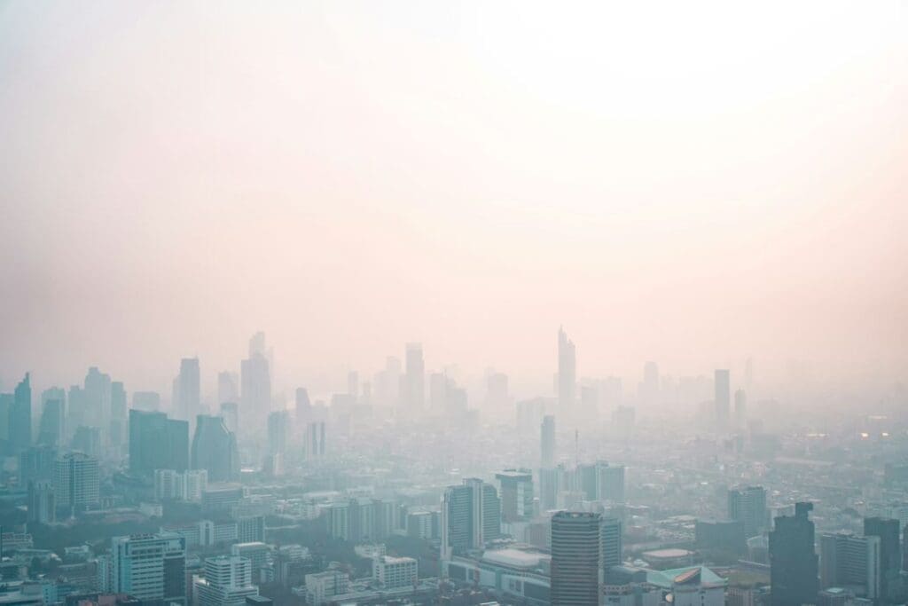 Skyscrapers are seen amidst high air pollution levels in Bangkok